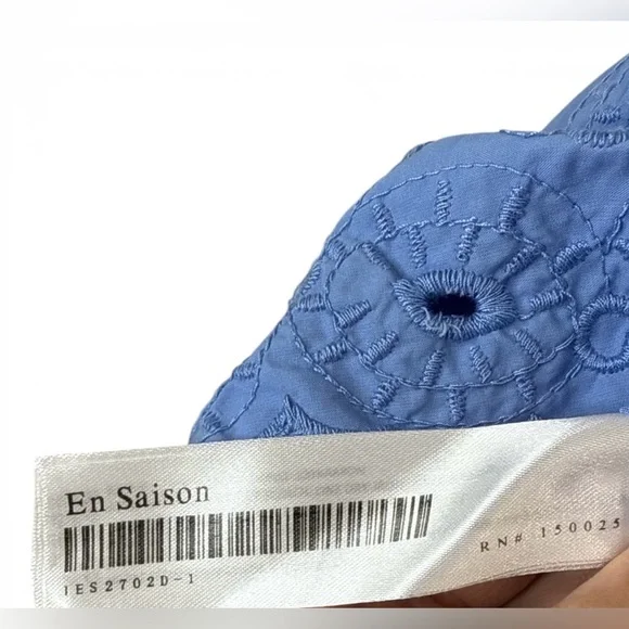 En Saison Sky Blue bow back babydoll Puff Sleeve 100% Cotton dress Sz Medium - Picture 9 of 11